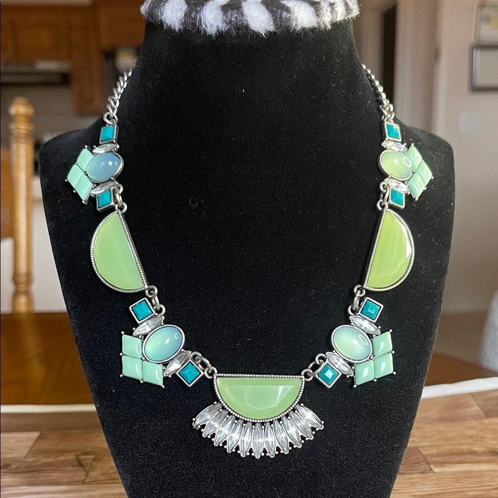 Lia Sophia Mint Green and Silver Statement Necklace - Picture 2 of 5